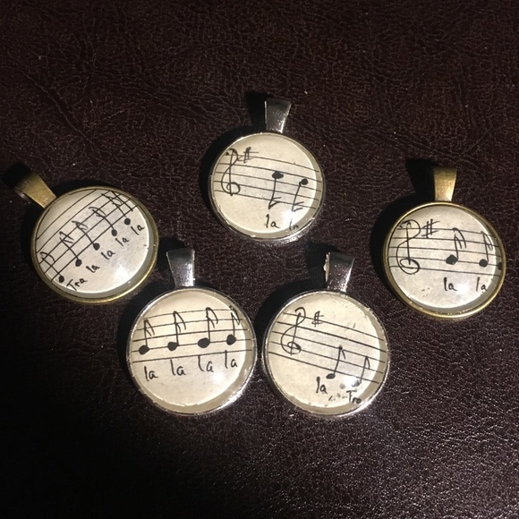 Handmade Sheet Music Pendant Cabochon - Picture 1 of 3